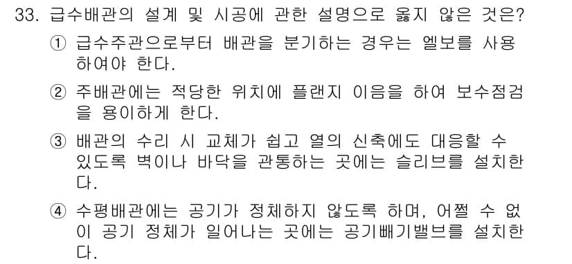 건축설비기사 2021년 33번 - 정답과 핵심 포인트를 검수 중인 기출문제
