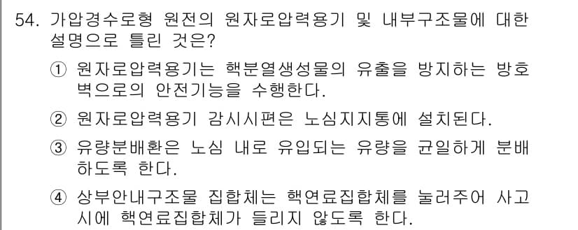 원자력기사 2021년 54번 - 정답과 핵심 포인트를 검수 중인 기출문제