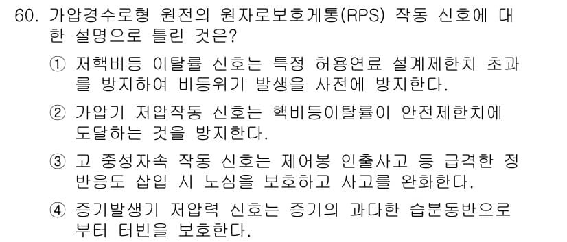 원자력기사 2021년 60번 - 정답과 핵심 포인트를 검수 중인 기출문제