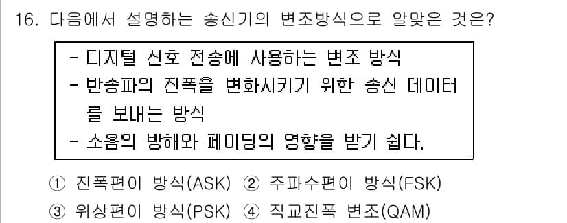 무선설비기능사 2021년 16번 - 정답과 핵심 포인트를 검수 중인 기출문제