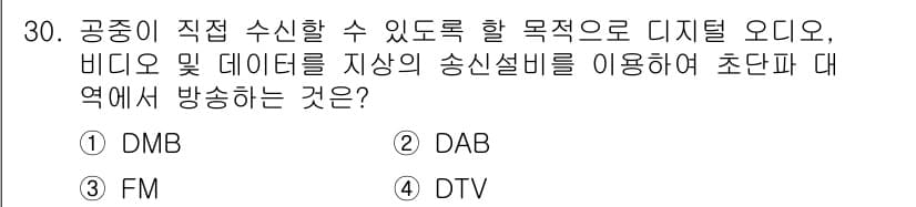 무선설비기능사 2021년 30번 - 정답과 핵심 포인트를 검수 중인 기출문제