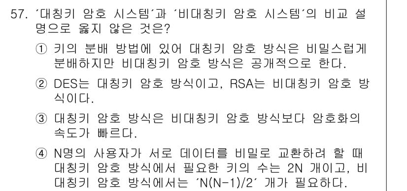 네트워크관리사_1급 2021년 57번 - 정답과 핵심 포인트를 검수 중인 기출문제