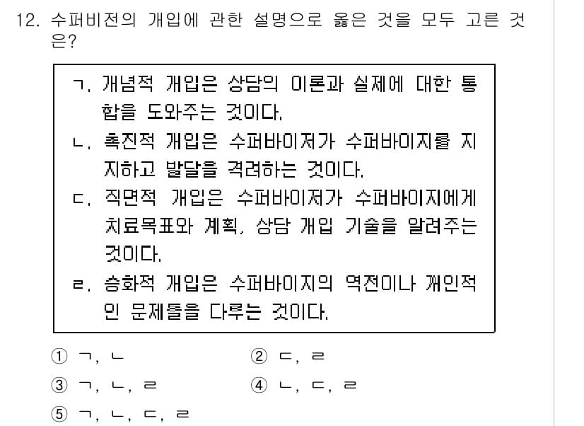 청소년상담사_1급(1교시)(구) 2021년 12번 - 정답과 핵심 포인트를 검수 중인 기출문제