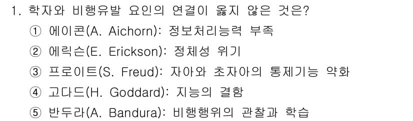 청소년상담사_1급(2교시)(구) 2021년 1번 - 정답과 핵심 포인트를 검수 중인 기출문제