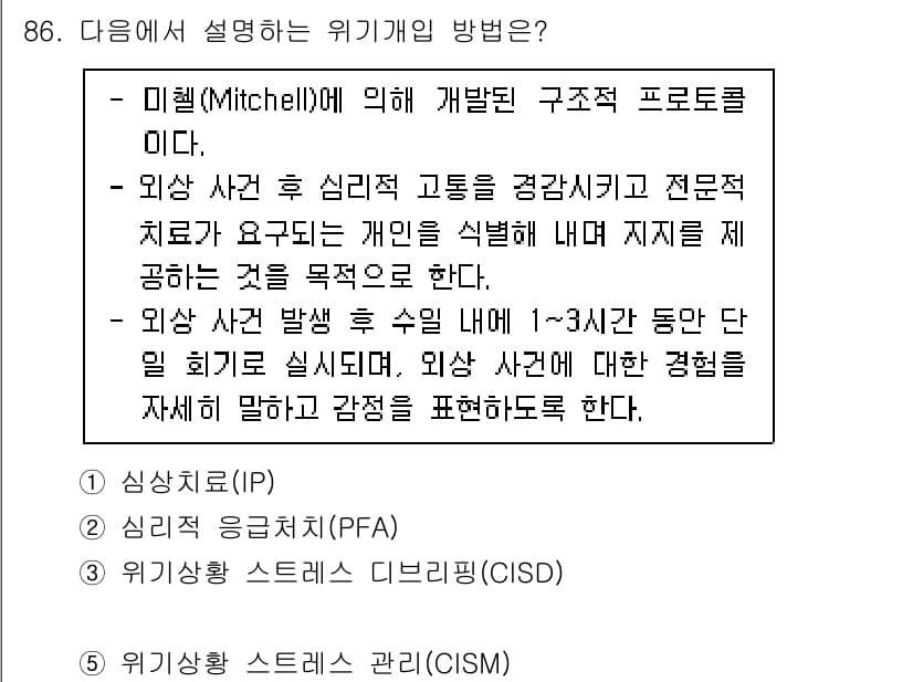청소년상담사_1급(2교시)(구) 2021년 86번 - 정답과 핵심 포인트를 검수 중인 기출문제