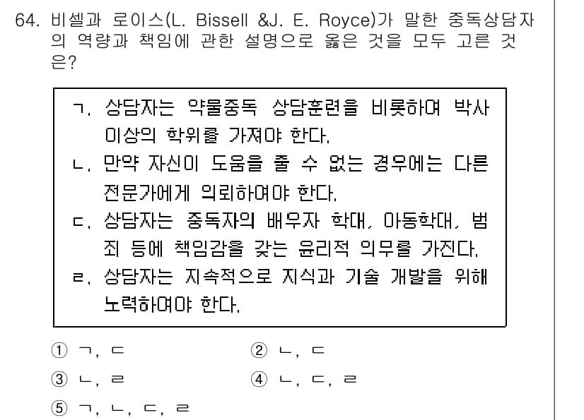 청소년상담사_1급(2교시) 2021년 64번 - 정답과 핵심 포인트를 검수 중인 기출문제