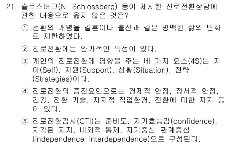 청소년상담사_2급(2교시)(구) 2021년 21번 - 정답과 핵심 포인트를 검수 중인 기출문제