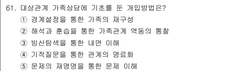 청소년상담사_2급(2교시) 2021년 61번 - 정답과 핵심 포인트를 검수 중인 기출문제