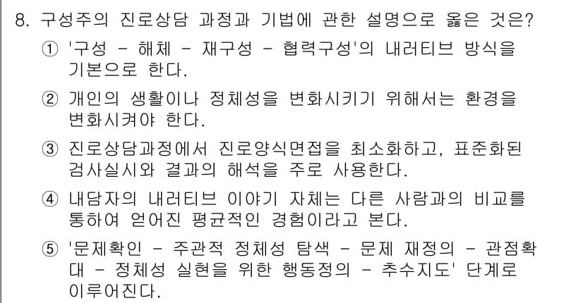 청소년상담사_2급(2교시) 2021년 8번 - 정답과 핵심 포인트를 검수 중인 기출문제