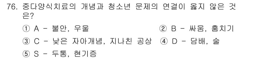청소년상담사_3급(1교시)(구) 2021년 76번 - . 낮은 자아개념, 지나친 공상은 청소년의 심리적 문제와 관련이 있지만,... 에 관한 핵심 기출문제