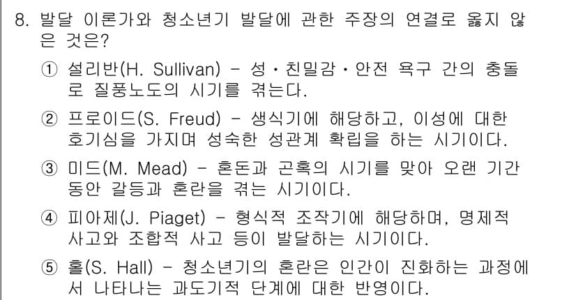 청소년상담사_3급(1교시) 2021년 8번 - 정답과 핵심 포인트를 검수 중인 기출문제