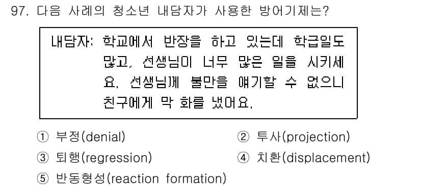 청소년상담사_3급(1교시) 2021년 97번 - 정답과 핵심 포인트를 검수 중인 기출문제