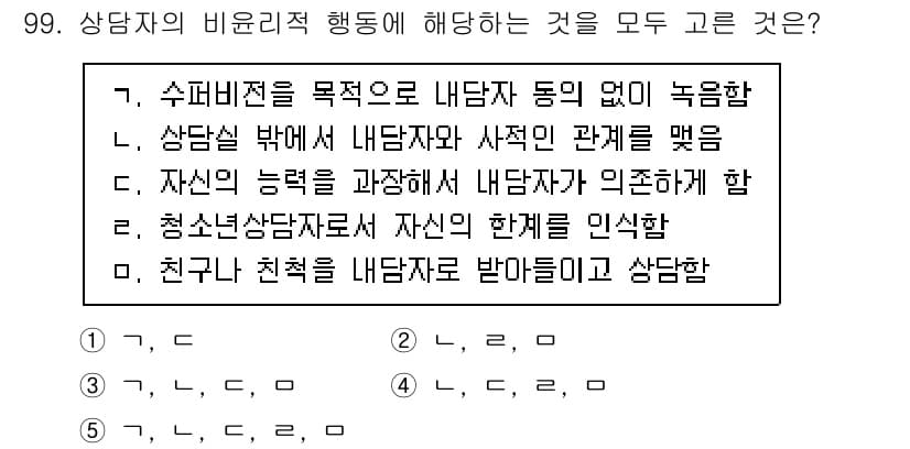 청소년상담사_3급(1교시) 2021년 99번 - 정답과 핵심 포인트를 검수 중인 기출문제