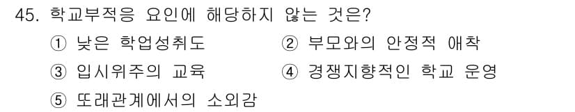 청소년상담사_3급(2교시) 2021년 45번 - 정답과 핵심 포인트를 검수 중인 기출문제