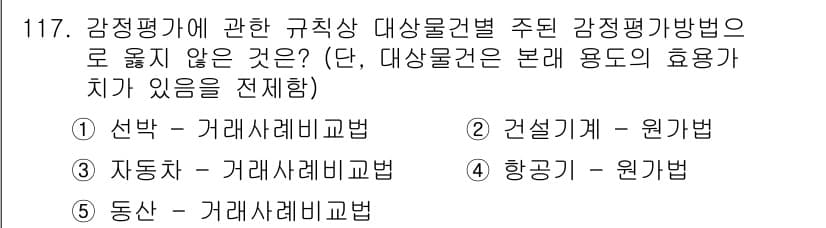 감정평가사_1차_1교시 2021년 116번 - 정답과 핵심 포인트를 검수 중인 기출문제