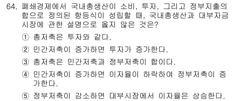 감정평가사_1차_1교시 2021년 63번 - 정답 4번은 정부재정이 감소하면 대부시장에 이자가 상승한다는 내용이다. ... 에 관한 핵심 기출문제