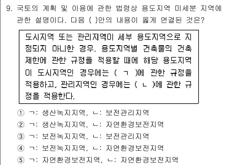 감정평가사_1차_2교시 2016년 9번 - 도시 관리 지역은 특정 용도와 규제를 적용할 수 있는 지역으로, 주거 및... 에 관한 핵심 기출문제