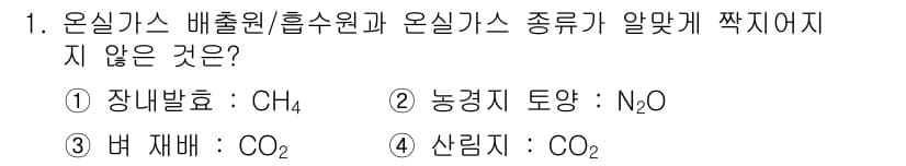 온실가스관리기사 2021년 1번 - 정답과 핵심 포인트를 검수 중인 기출문제