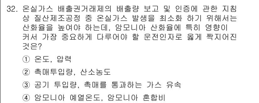 온실가스관리기사 2021년 32번 - 온실가스 배출권 거래제에서의 배출량 보고 및 인증은 환경오염을 줄이는 중... 에 관한 핵심 기출문제