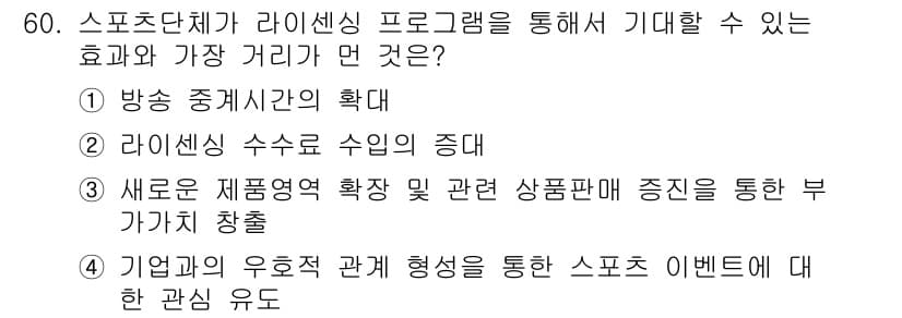 스포츠경영관리사 2021년 60번 - 정답과 핵심 포인트를 검수 중인 기출문제