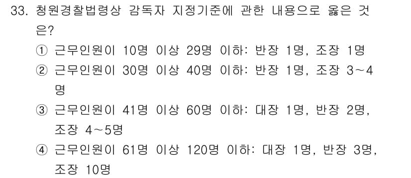 경비지도사_2차(경비업법) 2021년 33번 - 정답과 핵심 포인트를 검수 중인 기출문제