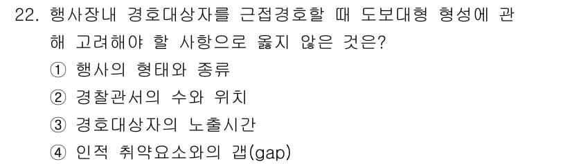 경비지도사_2차(경호학) 2021년 22번 - 정답과 핵심 포인트를 검수 중인 기출문제