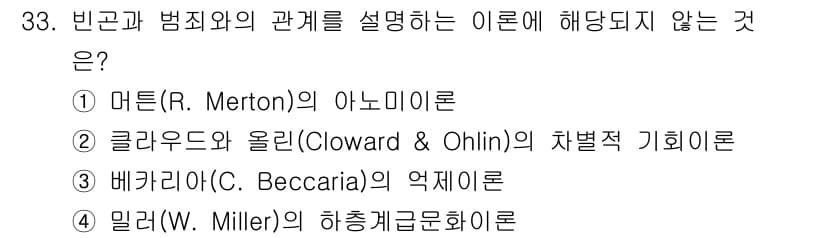 경비지도사_2차(범죄학) 2021년 33번 - 정답과 핵심 포인트를 검수 중인 기출문제