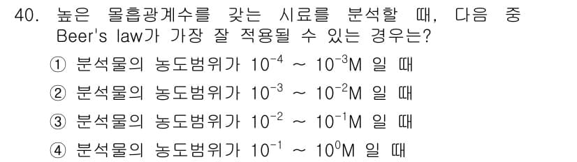 화학분석기사(구) 2021년 41번 - 정답과 핵심 포인트를 검수 중인 기출문제