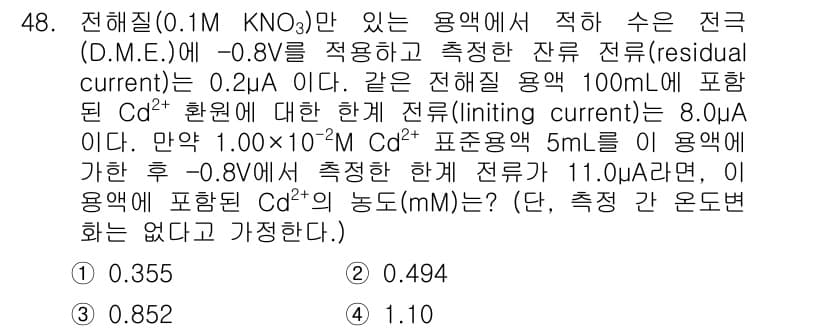 화학분석기사 2021년 49번 - 정답과 핵심 포인트를 검수 중인 기출문제