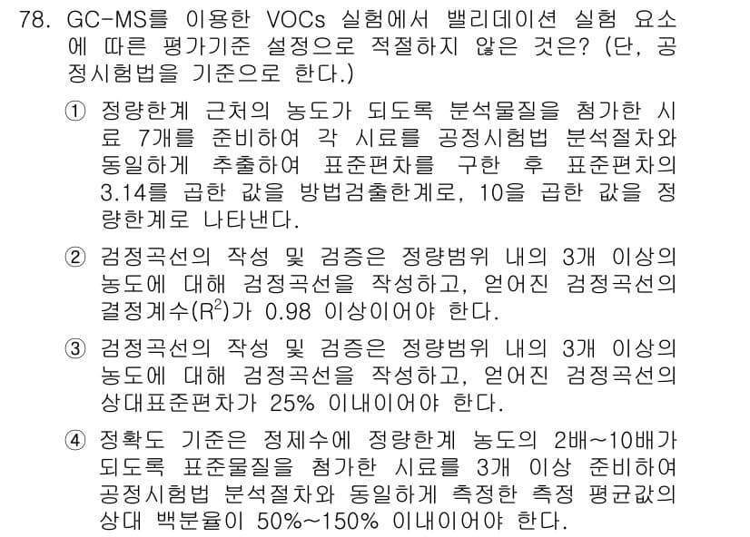 화학분석기사 2021년 84번 - 정답과 핵심 포인트를 검수 중인 기출문제