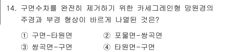 광학기사 2021년 14번 - 정답과 핵심 포인트를 검수 중인 기출문제