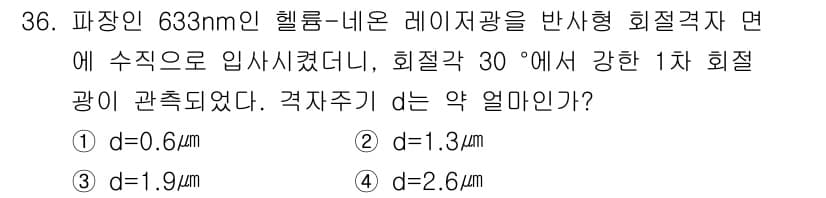 광학기사 2021년 36번 - 정답과 핵심 포인트를 검수 중인 기출문제
