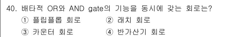 전자계산기제어산업기사 2017년 40번 - . 반가산기 회로  
반가산기는 두 개의 입력 비트를 더하여 합과 자리올... 에 관한 핵심 기출문제