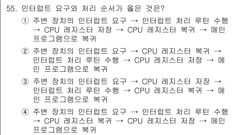 전자계산기제어산업기사(구) 2020년 55번 - 정답과 핵심 포인트를 검수 중인 기출문제