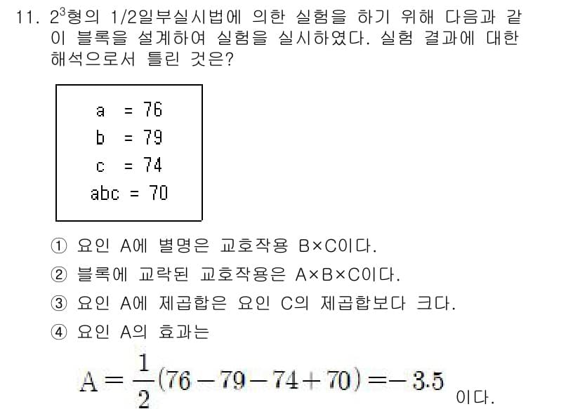 품질경영기사 2021년 11번 - 정답과 핵심 포인트를 검수 중인 기출문제