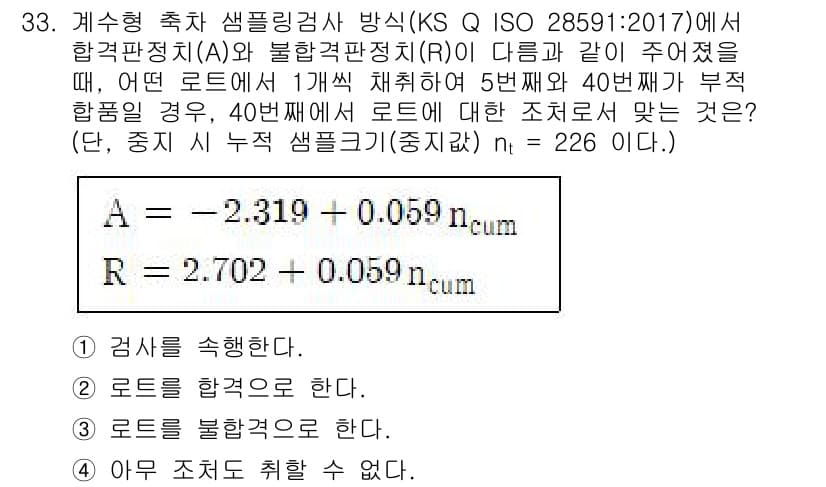 품질경영기사 2021년 34번 - . 

핵심 해설: 주어진 데이터에서 A와 R의 값이 주어진 크기와 비교... 에 관한 핵심 기출문제