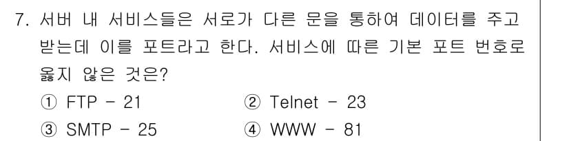 네트워크관리사_2급 2021년 7번 - 정답과 핵심 포인트를 검수 중인 기출문제