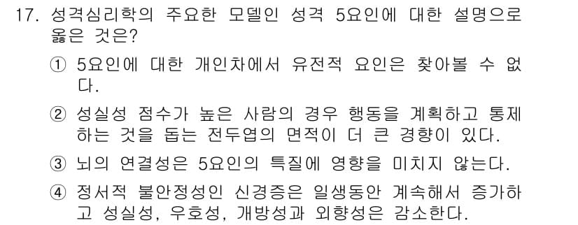임상심리사_2급 2021년 17번 - 정답과 핵심 포인트를 검수 중인 기출문제