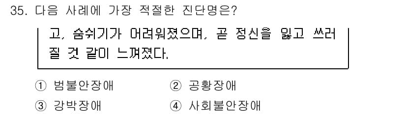 임상심리사_2급 2021년 35번 - 정답과 핵심 포인트를 검수 중인 기출문제