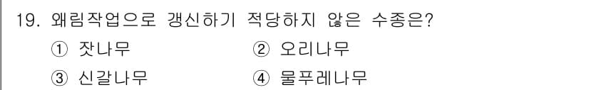 임업종묘기사 2015년 19번 - . 잣나무

잣나무는 주로 씨앗 생산을 목적으로 재배되며, 외림작업에는 ... 에 관한 핵심 기출문제