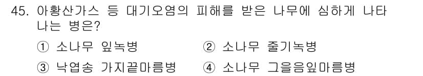 임업종묘기사 2016년 45번 - 정답과 핵심 포인트를 검수 중인 기출문제