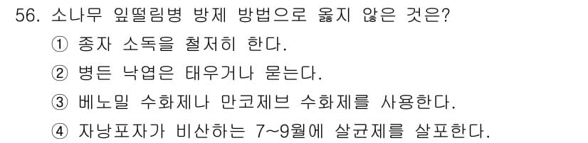 임업종묘기사 2018년 56번 - 정답과 핵심 포인트를 검수 중인 기출문제