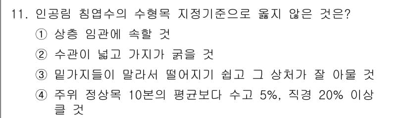 임업종묘기사 2019년 11번 - 정답과 핵심 포인트를 검수 중인 기출문제