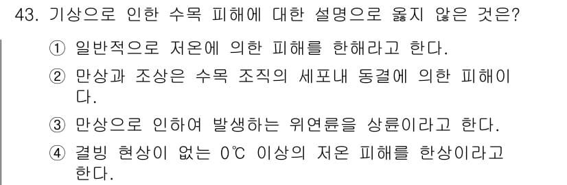 임업종묘기사 2020년 43번 - 정답과 핵심 포인트를 검수 중인 기출문제
