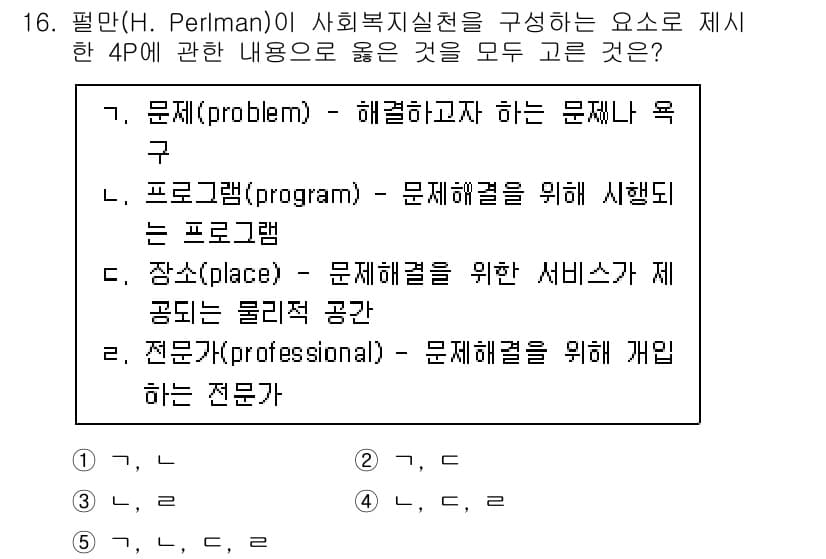 사회복지사_1급(2교시) 2022년 16번 - 정답과 핵심 포인트를 검수 중인 기출문제