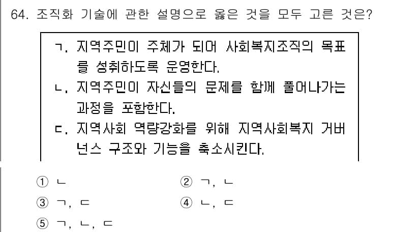 사회복지사_1급(2교시) 2022년 64번 - 정답과 핵심 포인트를 검수 중인 기출문제