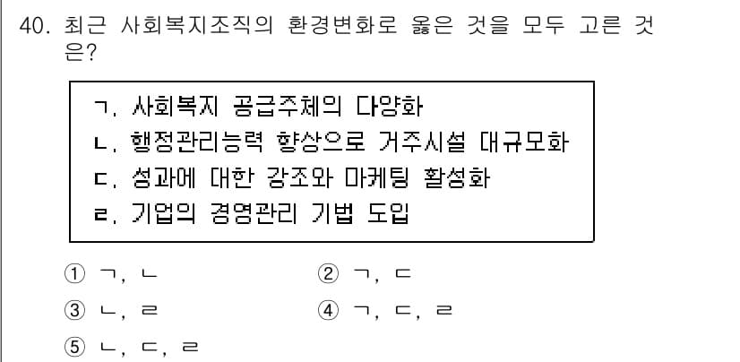 사회복지사_1급(3교시)(구) 2022년 40번 - 정답과 핵심 포인트를 검수 중인 기출문제