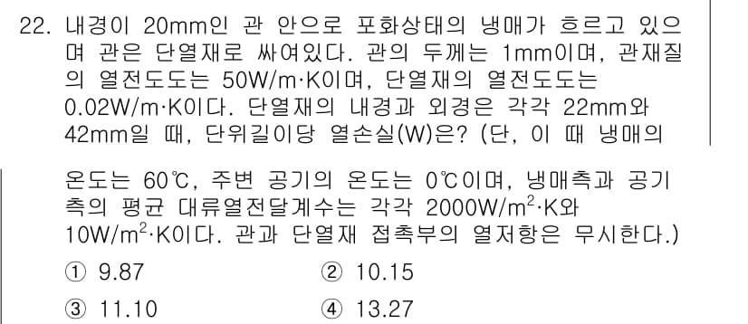 공조냉동기계기사(구) 2018년 22번 - 정답과 핵심 포인트를 검수 중인 기출문제