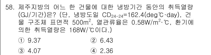 공조냉동기계기사(구) 2018년 58번 - 정답과 핵심 포인트를 검수 중인 기출문제