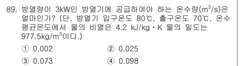공조냉동기계기사(구) 2019년 89번 - 정답과 핵심 포인트를 검수 중인 기출문제